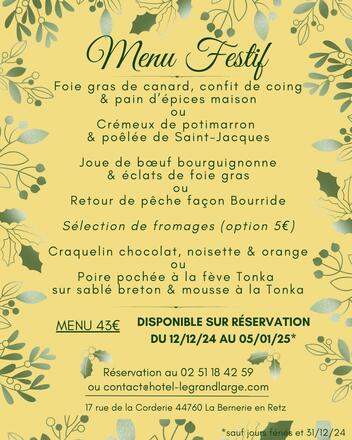 Menu Festif pour vos repas d'entreprise ou en famille